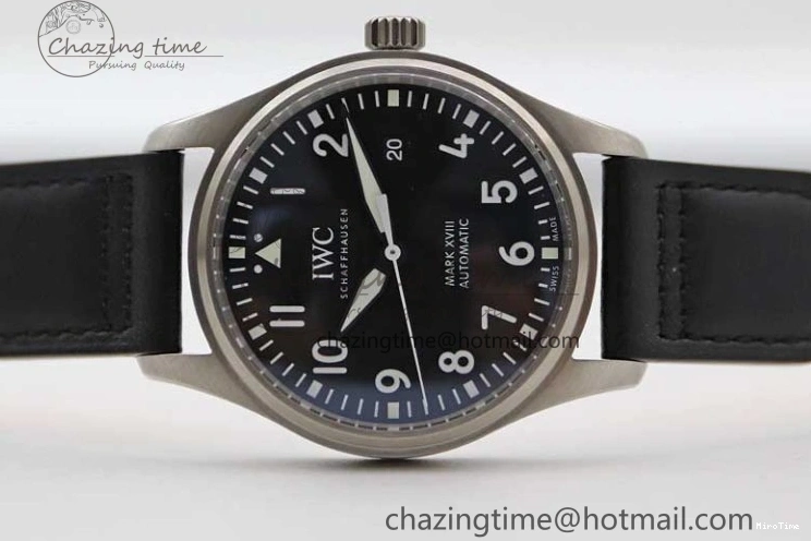 MIROTIME 0421 Vibrant Mark XVIII IW327001 SS M+F 1:1 Best Edition Black Dial on Black Leather Strap A 7055